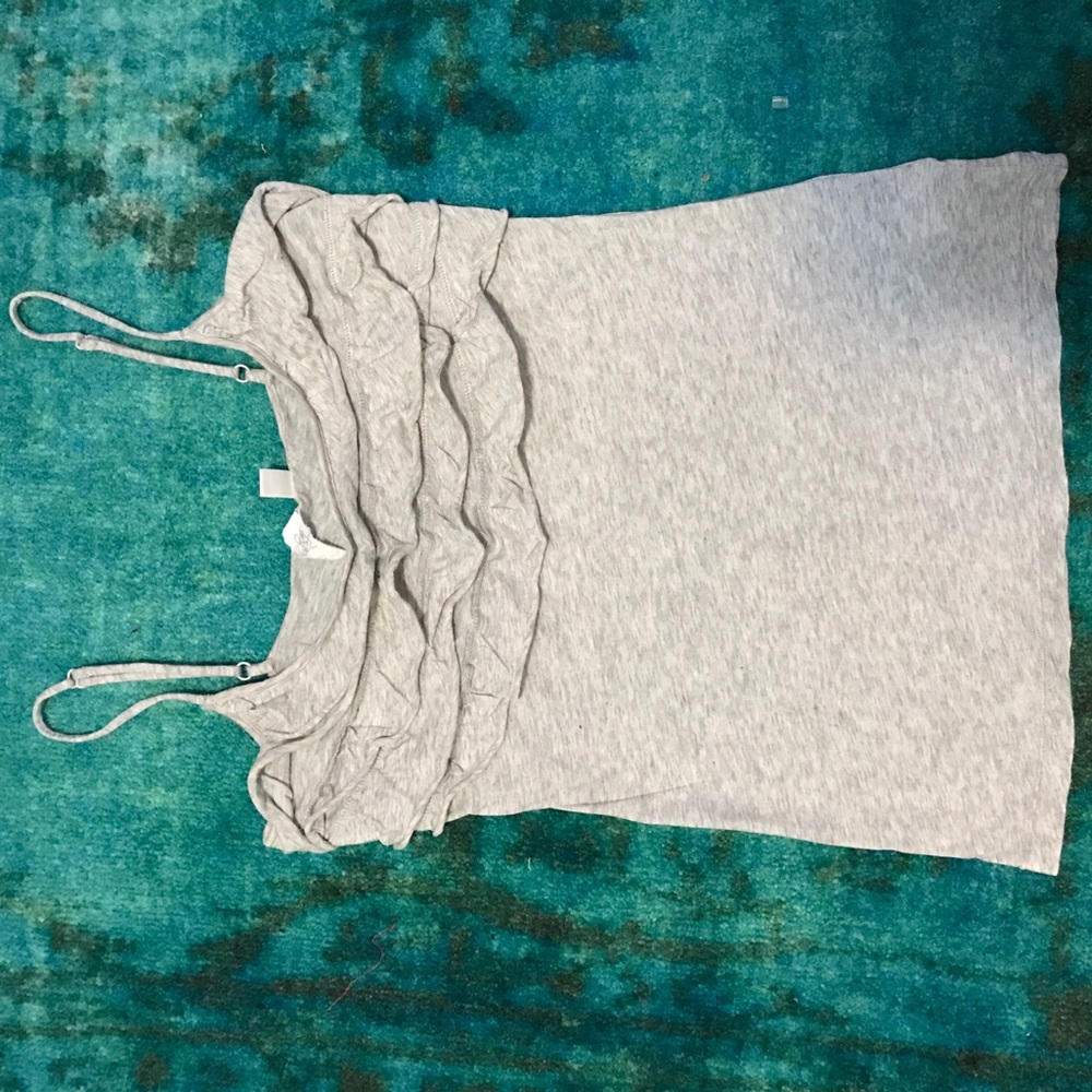 Gray cotton ruffle tank top